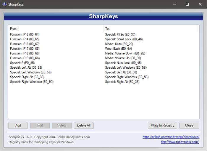 remap keyboard windows 10 registry